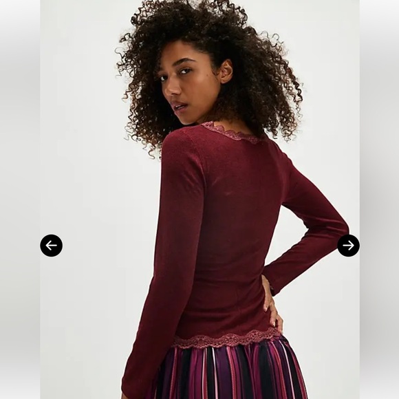 FREE PEOPLE Intimately Big Love Rib Cardi - Ruby Heather Retail $58 NWT - Picture 3 of 6